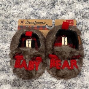 Dearfoams Brown and Red Baby Slippers